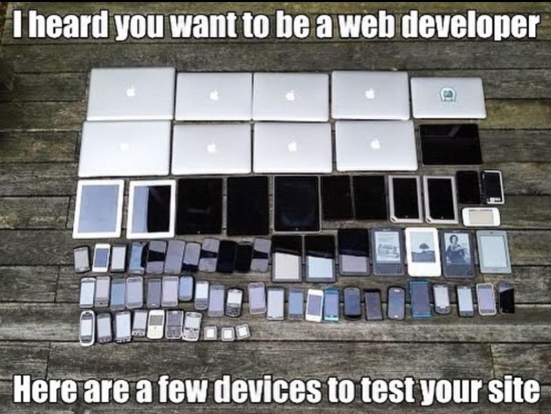 Joke about developing a website and how hard it is to make it responsive